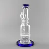 7-Inch Blue Honeycomb Glass Hookah Bong with 18mm Male Joint