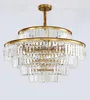 Modern levou lustre de cristal de luz simples sala de estar sala de jantar luminária luz de luxo cristal multi-camada ceilling luzes