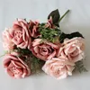 Rose finte europee (10 teste/mazzo) 18,9" Lunghezza Simulazione Rosa d'autunno per fiori artificiali decorativi per la casa di nozze