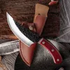 High Carbon Steel Forged Handmade Kitchen Chef Knife Sharp Cleaver Slice Boning Paring Knife Outdoor Camping Knife Cooking Tool With Sheath
