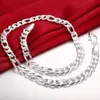 24quot Pure Real 925 Sterling Silver Figaro Chains Halsband Kvinnor Män smycken Boy Friend Gift 60cm 10mm Colier Whole1839375