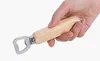 Wooden handle stainless steel beer bottle opener The original wood color handle + metal wire drawing opener Wine bottle opener