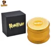 Honeypuff caixa de presente embalagem tambor de alumínio fumar erva moedor 63mm 4 pedaço pesado durável metal troques de tabaco tubos de fumaça