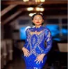ASO EBI 2020 Arabiska spetsar Royal Blue Mermaid aftonklänning Beaded Crystals Prom Dresses Long Hides Formal African Party Party Pageant G242B