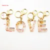 Women Car Keychain Gold Pink Keyrings Holder Fashion Custom A-Z Alphabet 0-9 Number Initial Letter Bag Charms Key Rings Chains Accessories