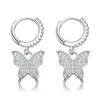 Charming Women Earrings Gold Silver Color CZ Butterfly Earrings Hoops for Wedding Party Nice Gift for Friend