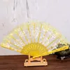 Spansk stil Rose Flower Design Plastram Spets Silk Handfläkt, Kinesisk Craft Folding Fan