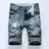 شورت جينز رجالي ممزق مستقيم 2021 صيفي مصمم الأزياء جينز للرجال لون غير رسمي هيب هوب السائق نحيل جان شورت