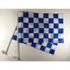 30x45cm bandiera a scacchi per auto blu e bianco, 100% poliestere tutti i paesi, uso interno all'aperto, trasporto di goccia