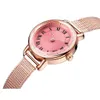 Fashion Quartz assiste a mulheres aço inoxidável cinta azul rosa fivela mecânica marca de pulseira para feminino