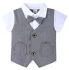 Erkek Bebek Giyim Bebek Boys Bow Tie Gömlek Yelek Şort 2PCS Seti Gentleman Infantâ Kıyafetler Suits Düğün Elbise DW4253 ayarlar