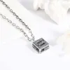 100% fine silver S925 Silver Letter Necklace Vintage Sterling Engraved Hollow Square Pendant Hip Hop Ins Fashion for Men and Women