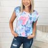 Fashion Summer Women Tie-Dye Round Neck Tassel Kortärmad T-shirt Topp 2020 Nya Mode Kvinnor Tshirts Toppar Streetwear # Y31