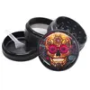 Nieuwe Patroon Kruid Grinders 50mm Diameter Cool Skull Tobacco Kruiden Spice Crusher 4 Lagen CNC Aluminium Aluminium Metalen DAB Tools