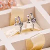 925 Sterling Silver Pave Heart Hoop Earrings CZ diamond Wedding Jewelry for Pandora Earrings with Original box High quality