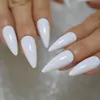 Glossy ombre Franse stiletto's nep nagels gradiënt roze naakt lange scherpe kunstmatige uv valse salon feest nagels tips faux ongle1303314