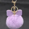 EPACKET DHL Gratis Frakt Högkvalitativ Rex Kanin Fur Boll Keychain, Diamond Bowknot Ladies Bil Hänge Dakr280 Mix Order Nyckelring Keychain