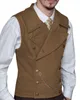 Herrenwesten Gentleman Army Green Zweireiher Wolle Braun Jacke Tweed Business Weste für Groosmen Mann Hochzeit