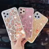 Custodia per telefono leopardata a specchio scintillante per IPhone 11Max 7 8 6S Plus Max XR X XS Custodia a specchio con fiore rosa Ragazza SE 2020 Custodia protettiva per labbra