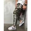 Uitverkoop Heren Skinny Stretch Potlood Denim Broek Camouflage Geplooide Slim Fit Jean Broek Side Stripe Cargo Jeans Mannelijke Kleding