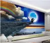murales personalizzati Foto Sfondi per pareti 3D murale mare bellissimo paesaggio pittura carta cielo camera da letto TV parete di fondo nuvola bianca luna