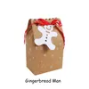 Gift Wrap 3 stks Sneeuwvlok Kerstmis Papieren zakken Boxen Xmas Party Snoep Verpakking Doos met White Tag Ribbon Navidad Year 2021