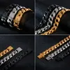 15mm Heavy Gold Men Women Bike Chain Skull Bracelet Punk Rock Hiphop Male Silver Color Stainless Steel Curb Cuban Link Wristband Bracelet Jewelry