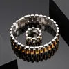 15mm masculino feminino pulseira de relógio de aço inoxidável pulseira de corrente pulseira punk pulseira pulseiras anéis ouro hiphop pulseira de pulso bi236b