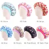 Kids Girls Sleep Cap Floral Print Satin Bonnet Turban Hat Night Sleeping Beanie Chemo Headwear Hair Care Cover Children Headwarp9182609