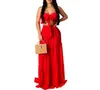 Donne Solid Beach Beach Bohemian Maxi Dress Brow Strapless Crop Top Cascanding Ruffles Lungo Skirt Suit Due pezzi Set TRAcksuit1