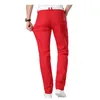 Mannen Jeans Witte Mannen Plus Size 36 38 40 Losse Oversized Rode Broek Uitgerekt Denim Mens Casual Slim Fit rechte Elastische M220i
