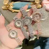 Elegante Mode Vrouwen Volledige Kristallen Sieraden Horloges Luxe Rhinestone Armband Horloge Waterdicht Kwarts Romeinse Polshorloge Lotus CX200720
