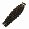 Deep Wave I Tips Hårförlängningar Virgin Brasilianskt Mänskligt Hår Mörk Brun Färg Pre Blonded Stick Hårförlängningar 100g 1g / Strand