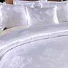 Satin Duvet Cover Bedding Set Jacquard PillowCase Lyx täcker drottning kung storlek bröllop sängkläder ingen fyllning droppe1