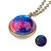 Glow in the Dark Space Universe Halsband kedjor Glass Ball Pendant Halsband Kvinnor Girls smycken Will och Sandy Gift