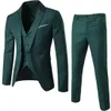 Blazer Pant Vest 3pcs مجموعة بدلات سوداء ضئيلة زفاف مجموعة كلاسيكية بليزرز الذكور فستان العمل الرسمي