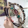 Retro Baroque Full Rhinestones Headbands Fashion Designer Hairband Water Drop Shape Diamond Super Flash Colorful Headband 3 Colors Wholesale