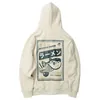 Män hoodies sweatshirts tjockna japansk stil hooded puffer fisk print män utomhus sportkläderjacka med hip-hop