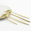 1/2 Set Gold Dingeware Set Fork Spoon Sleewware 304 En acier inoxydable Varelle argenterie Coudlerie de cuisine mate