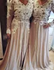 Champagne Moroccan Kaftan Formal Evening Dresses Lace Appliques Arabic Muslim Special Occasion Dresses Custom Made