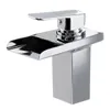 LED Brass Finish Bathroom Faucet Kitchen Tap Bathtub Sink Mix Glass Waterfall Single Handle
