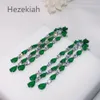 Hezekiah 925 tremella igła szlachetne kolczyki moda błyszcząca długa sekcja Tassels zielony cyrkon luksusowy impreza taneczna shi2484310