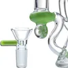 7 inch unieke Klein Bong Heady Glass Water Pijpen Recycler Bongs Douchekop Percelen Olie DAB Rigs Groene Paars Kleuren 14mm Joint