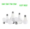 Светодиодная лампочка Белый Нет мерцания 3W 5W 7W 9W E27 B22 Средние винтовые луковицы