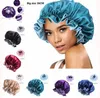 Nouveau Satin Bonnet Pour Femmes Mode Sommeil Bonnet Cap Extra Large Double Couche Réversible Réglable Satin Silky Cap Sommeil Cheveux Bonnet