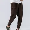 Herenbroek Hoge Kwaliteit Heren Hiphop Katoen Linnen Turnstring Taille Pocket Losse Potlood Casual Harem Sweatpants Broek