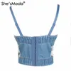 She'sModa Cute Hole Cartoon Decoration Pin Push Up Bustier Donna Bralette Cropped Top Vest Plus Size Corsetto CX200718