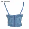 She'moda Cute Hole Cartoon Decoration Pin Push Up Bustier Kvinnors Bralette Beskuren Top Vest Plus Storlek Coret CX200718