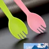 100 pc's 115x33cm45x13inch individueel ingepakte wegwerpbaar plastic spork vork dessert ijsje yoghurt cake lepel cutlery whol8317206
