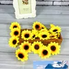 Silk Sunflower Buds Artificial Flor Heads 7cm Wedding DIY Grinalda Cabelo Faux Flowers Bouquet de Noiva Decoração Artes Artes